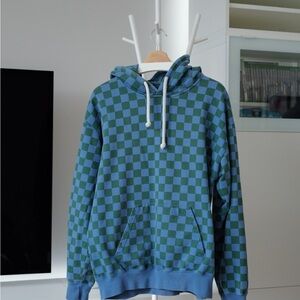 JW ANDERSON Blue and Green Checkered Hoodie